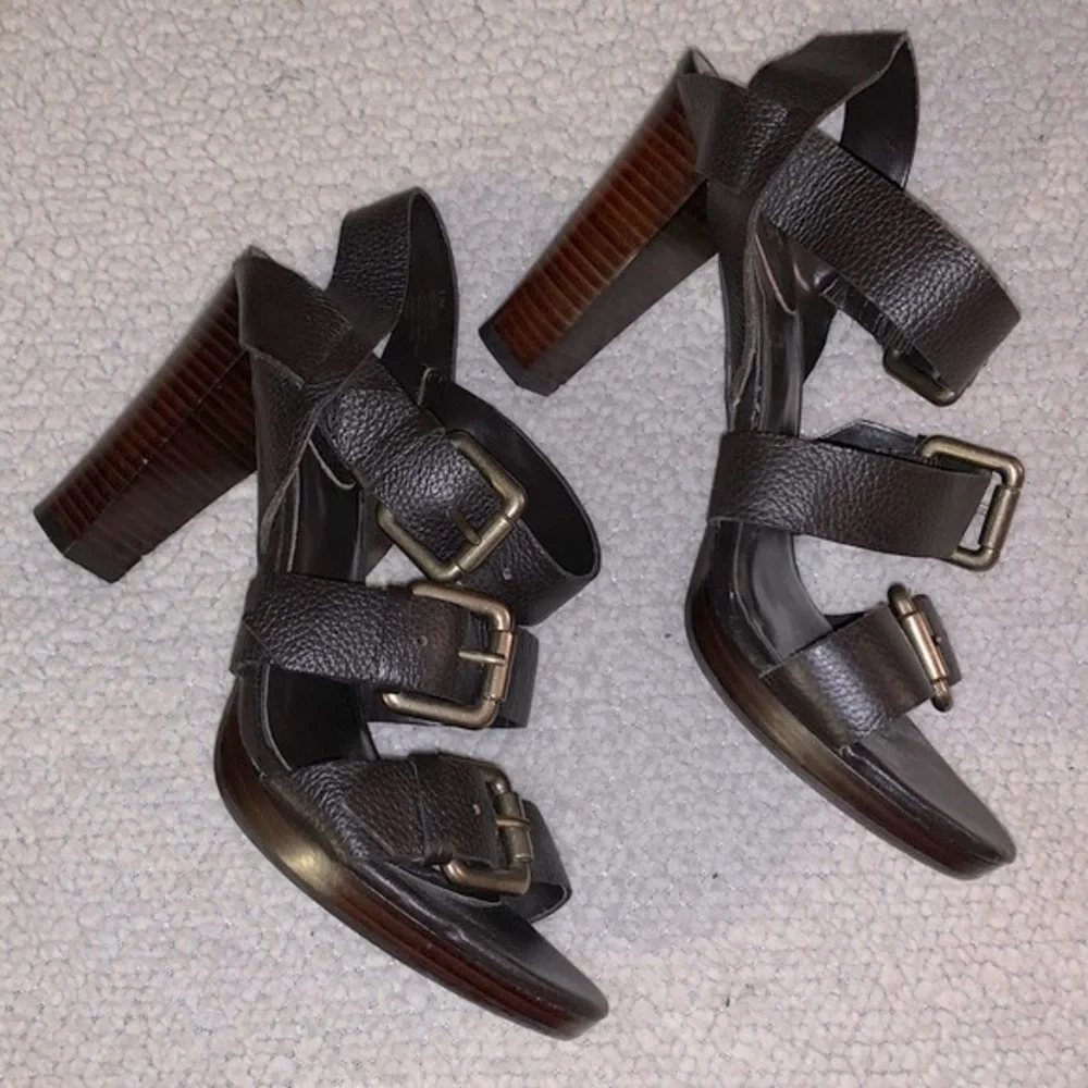 a.n.a Dark Brown Strappy Heels - Picture 1 of 6